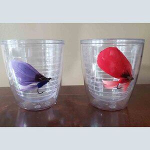 2 Vintage KH Insulated Acrylic Tumblers Cups 12 oz Fishing Lures